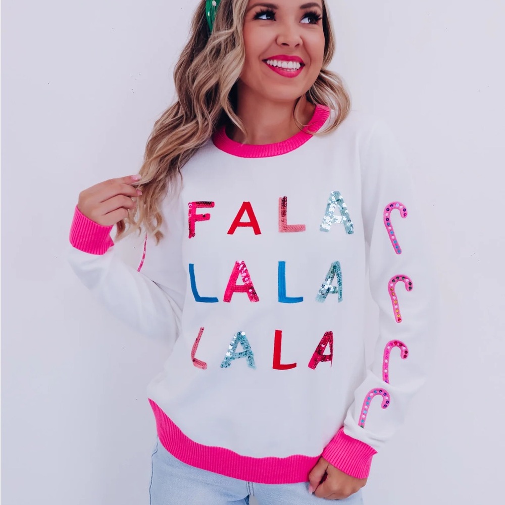 Festive White Sweater with Colorful Sequins